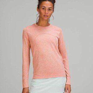 Lululemon Womens Swiftly Relaxed Long Sleeve 2.0 Pink Savannah / White Shirt